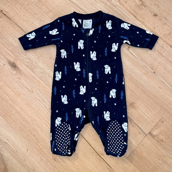 Uniqlo baby fleece pajama polar bear 3-6 months like new - Picture 1 of 4